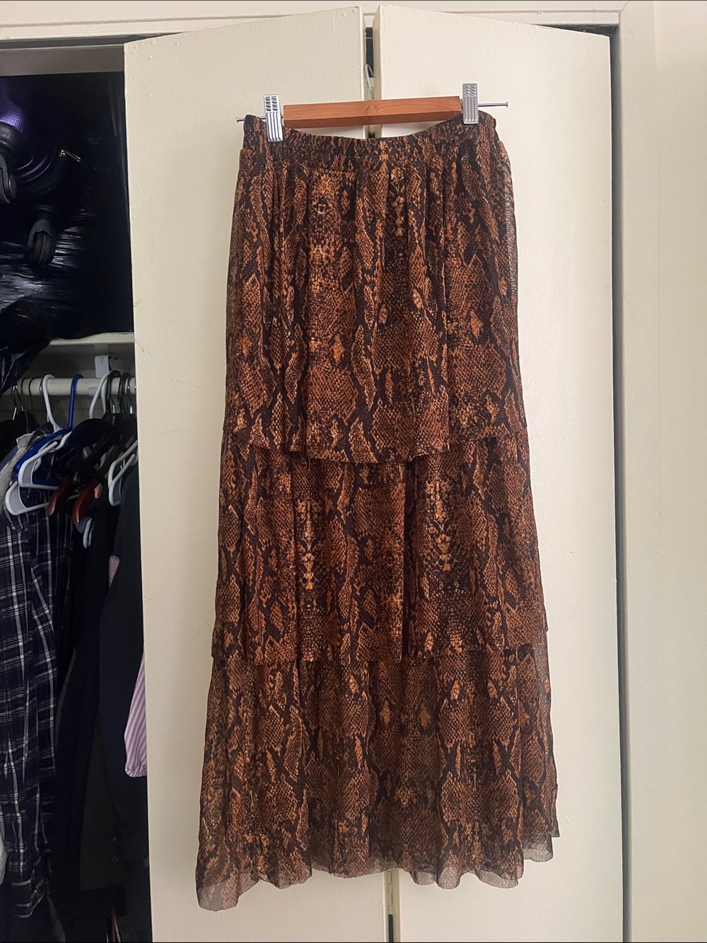 Udel Women's Tiered Snake-Print Maxi Skirt - Brown